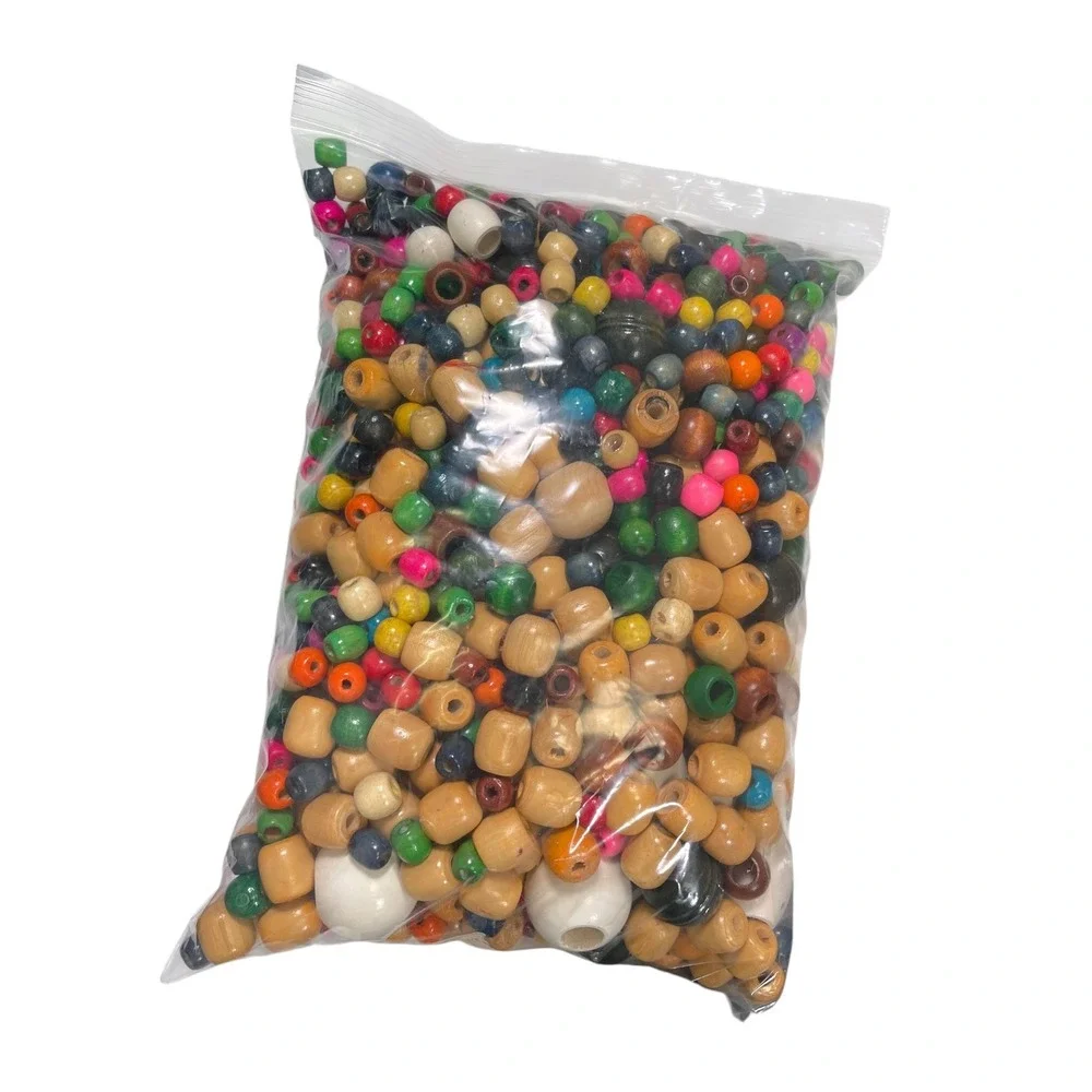 2lbs 10oz Multicolor Wood Beads Bulk Mixed Shapes DIY Jewelry Craft Boho